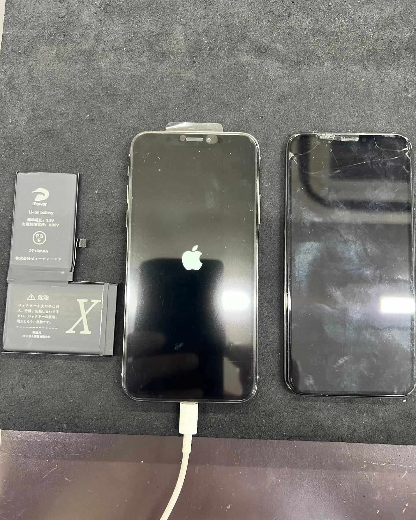 iPhone Xのバッテリー交換と画面修理